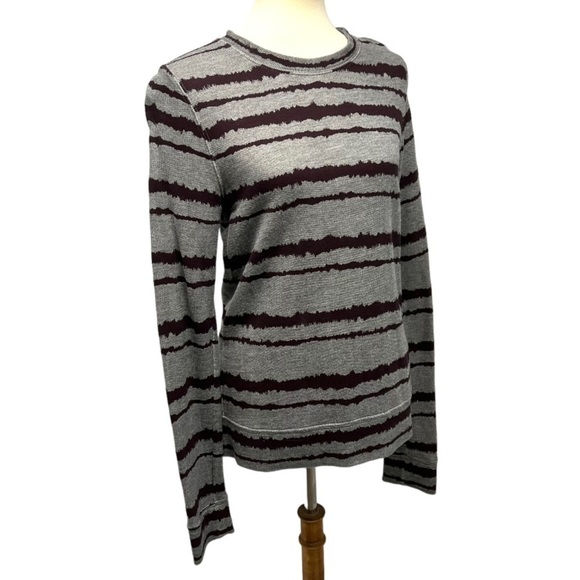 A.L.C. Conlo Gray & Brown Cotton Blend Striped Pullover Sweater Women’s Large - Picture 8 of 13
